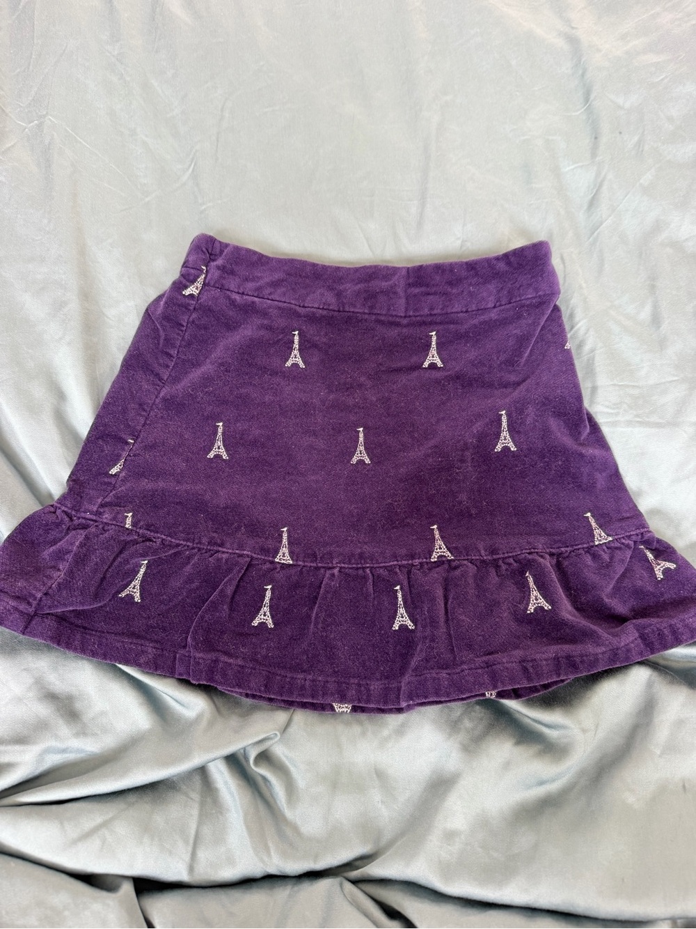 Hartstrings Purple Ruffle Hem Mini Skirt with Eiffel Motif